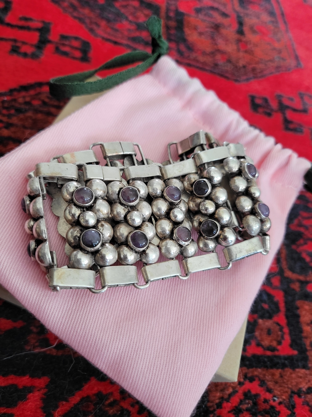 Sterling Silver Amethyst Accent Statement Bracelet - Purple - Picture 6 of 11